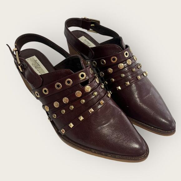 Vintage Havana Kira Deep Brown Sling-back Leather Shoes Booties 10 - Picture 7 of 11